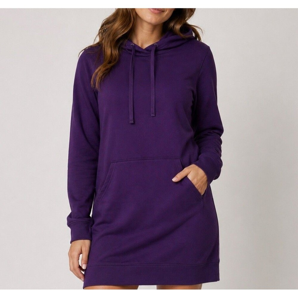 Fabletics Dress Womens Medium Purple Yukon Hoodie Fleece Kangaroo Pocket Sporty